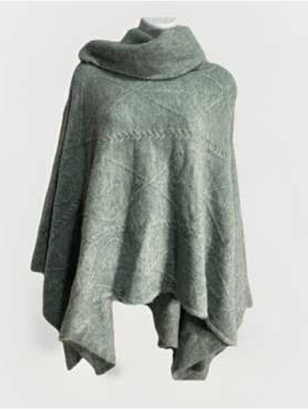 World Market sage green recycled yarn turtleneck sweater poncho O/S